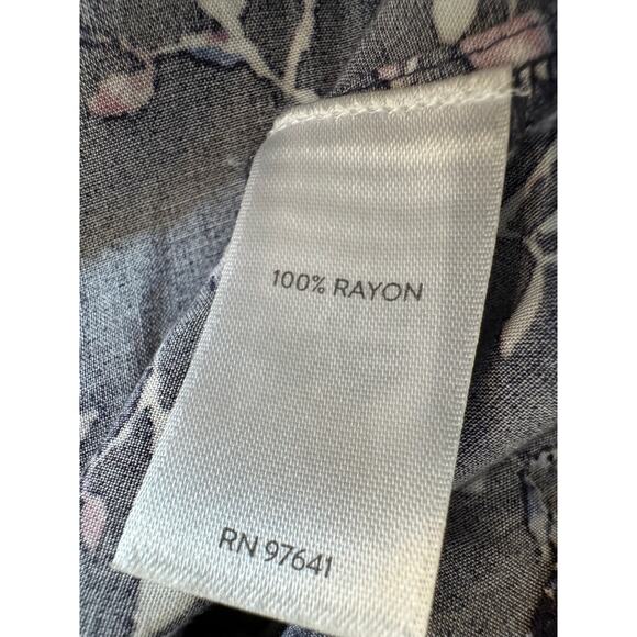 J. Jill skirt blue floral print midi length flowy  elastic waist side zip Sz S - Picture 7 of 8